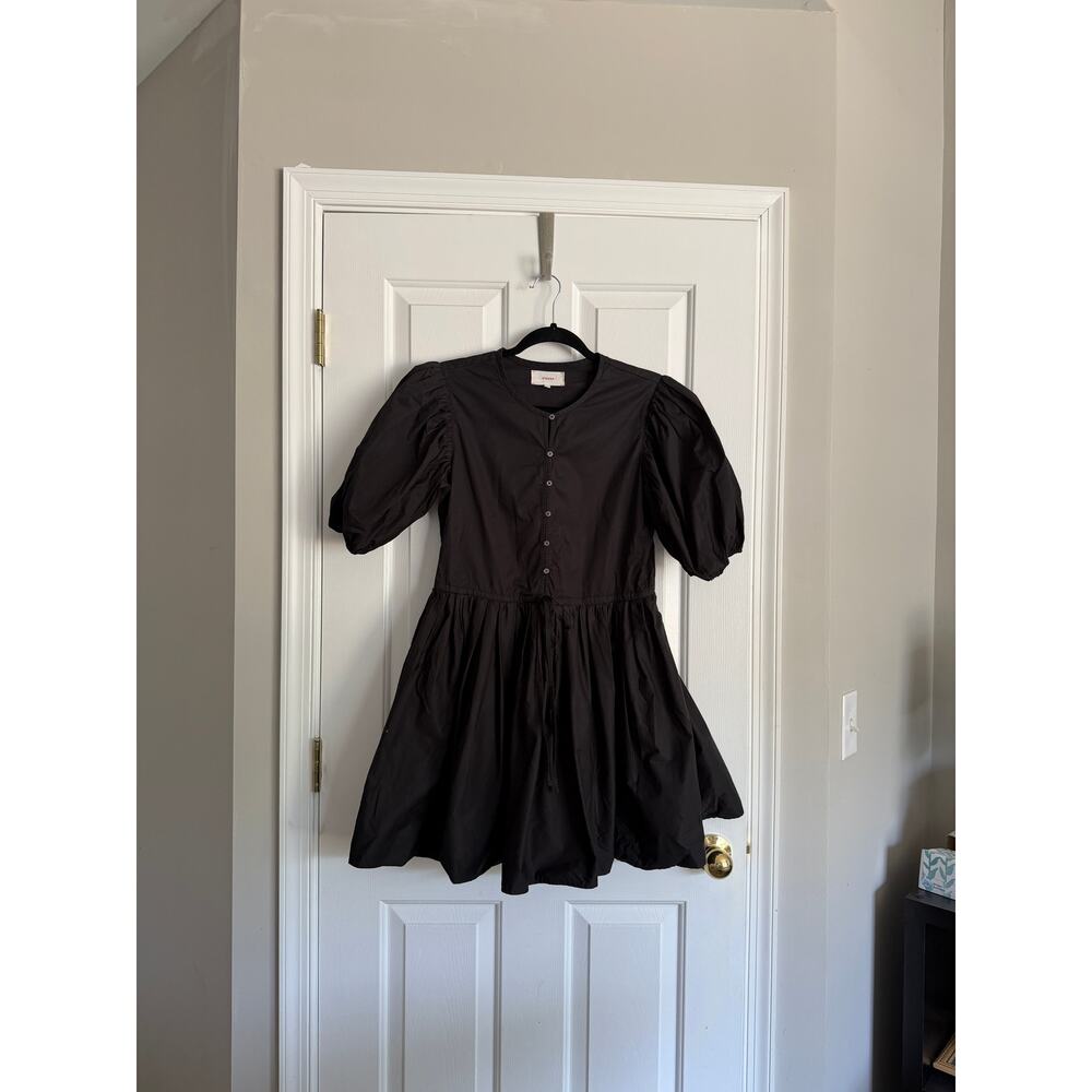 Xirena Aurie Poplin Cotton Mini Dress in Black
